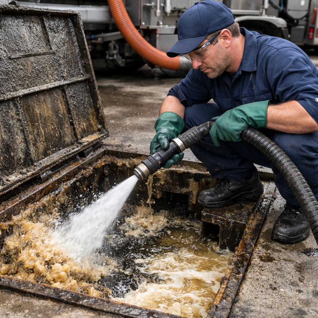 Limpeza de caixas de gordura com hidrojato em Bauru